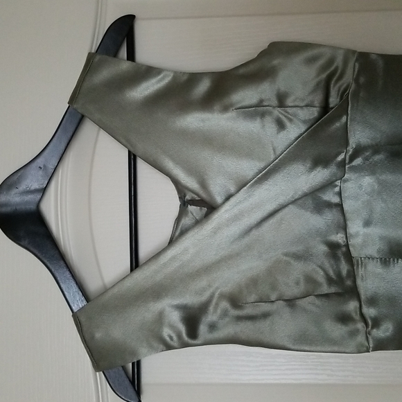 Custom Made Crepe Back Satin Evening Gown Olive Green Size S - Picture 2 of 7